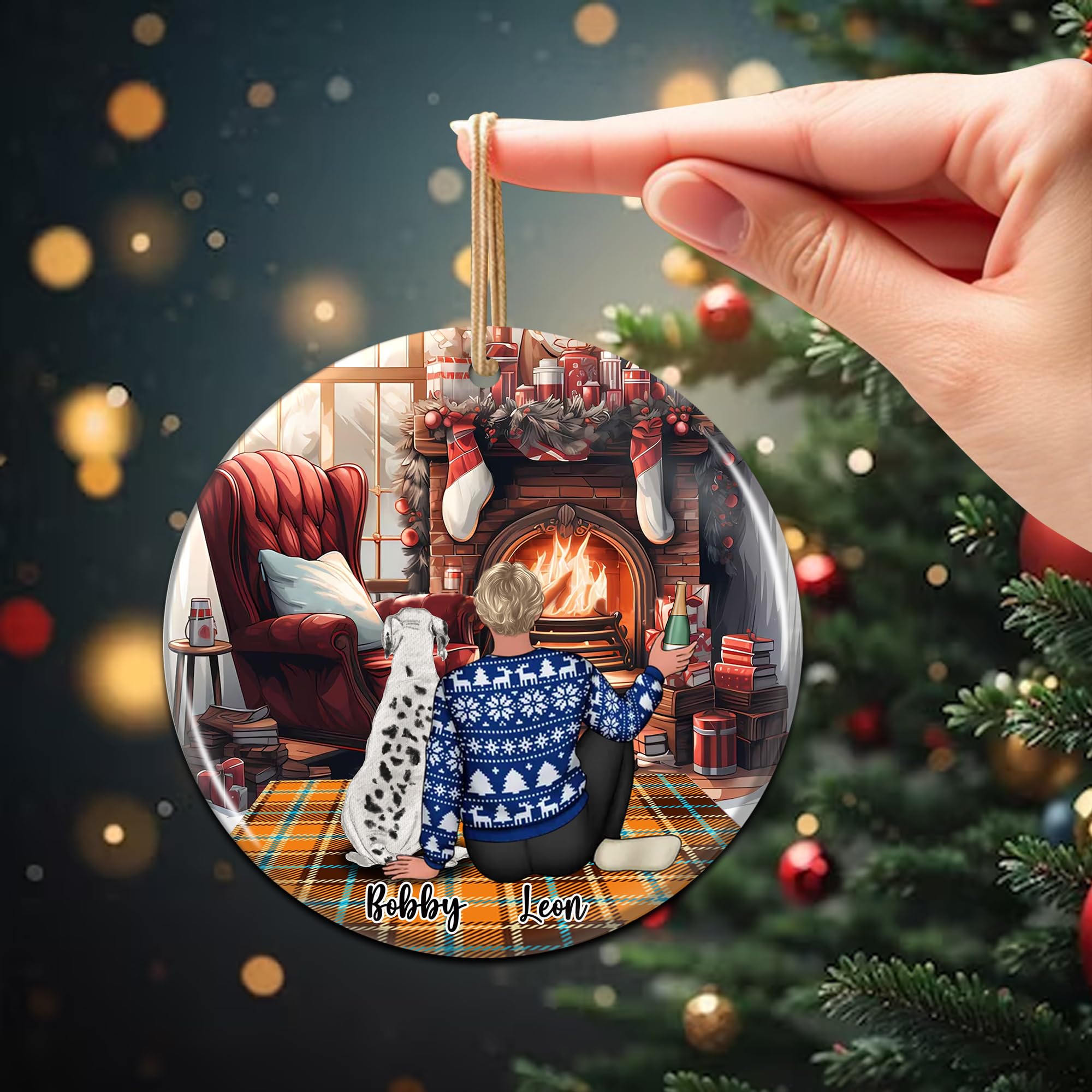 Personalized Man with A Dog Ornament Christmas Customized Name Portrait Appearance People Type of Dogs Breeds Gifts Things Holiday for Men Dad Pet Lovers Friends Decorations Home Xmas Tree - Image 5