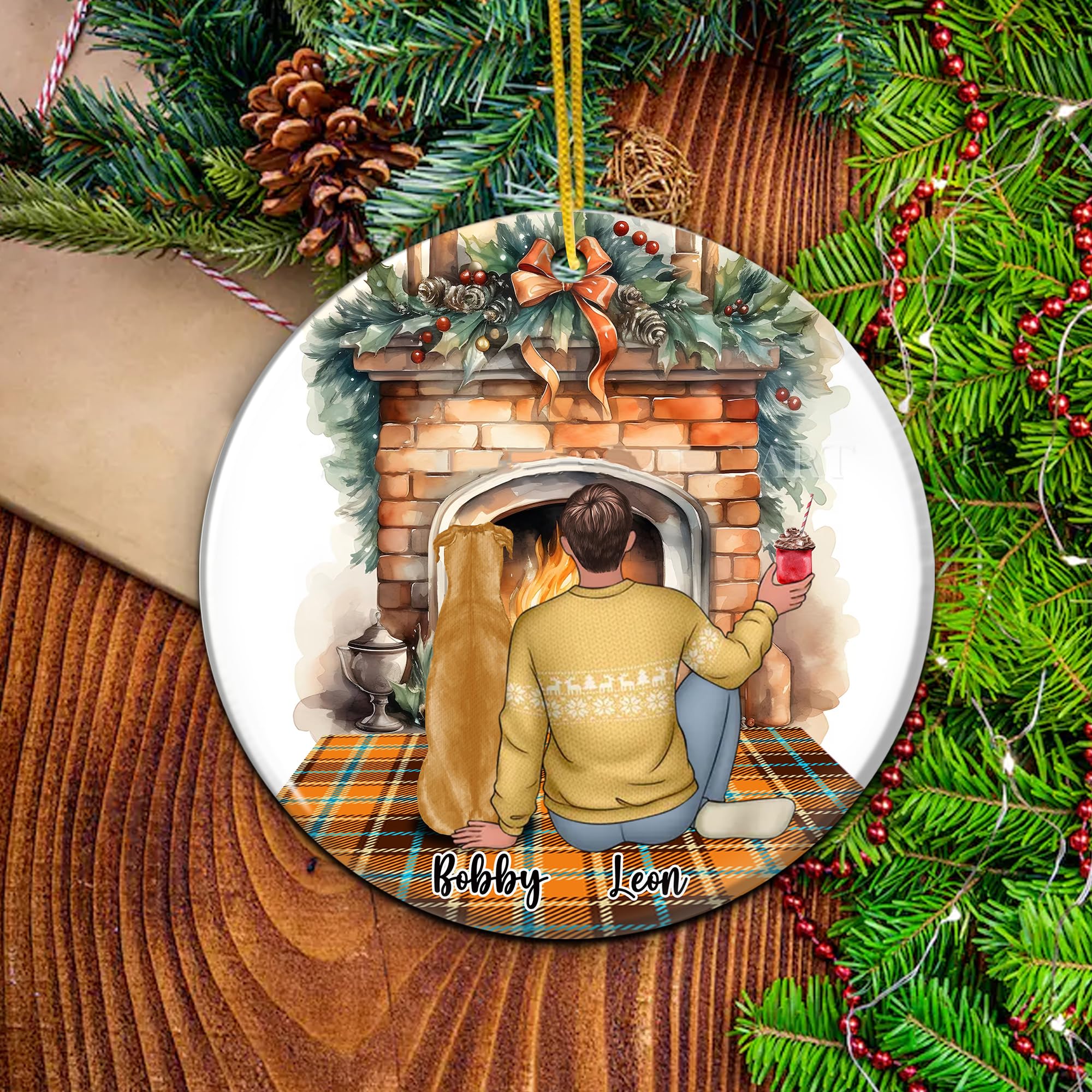 Personalized Man with A Dog Ornament Christmas Customized Name Portrait Appearance People Type of Dogs Breeds Gifts Things Holiday for Men Dad Pet Lovers Friends Decorations Home Xmas Tree - Image 6