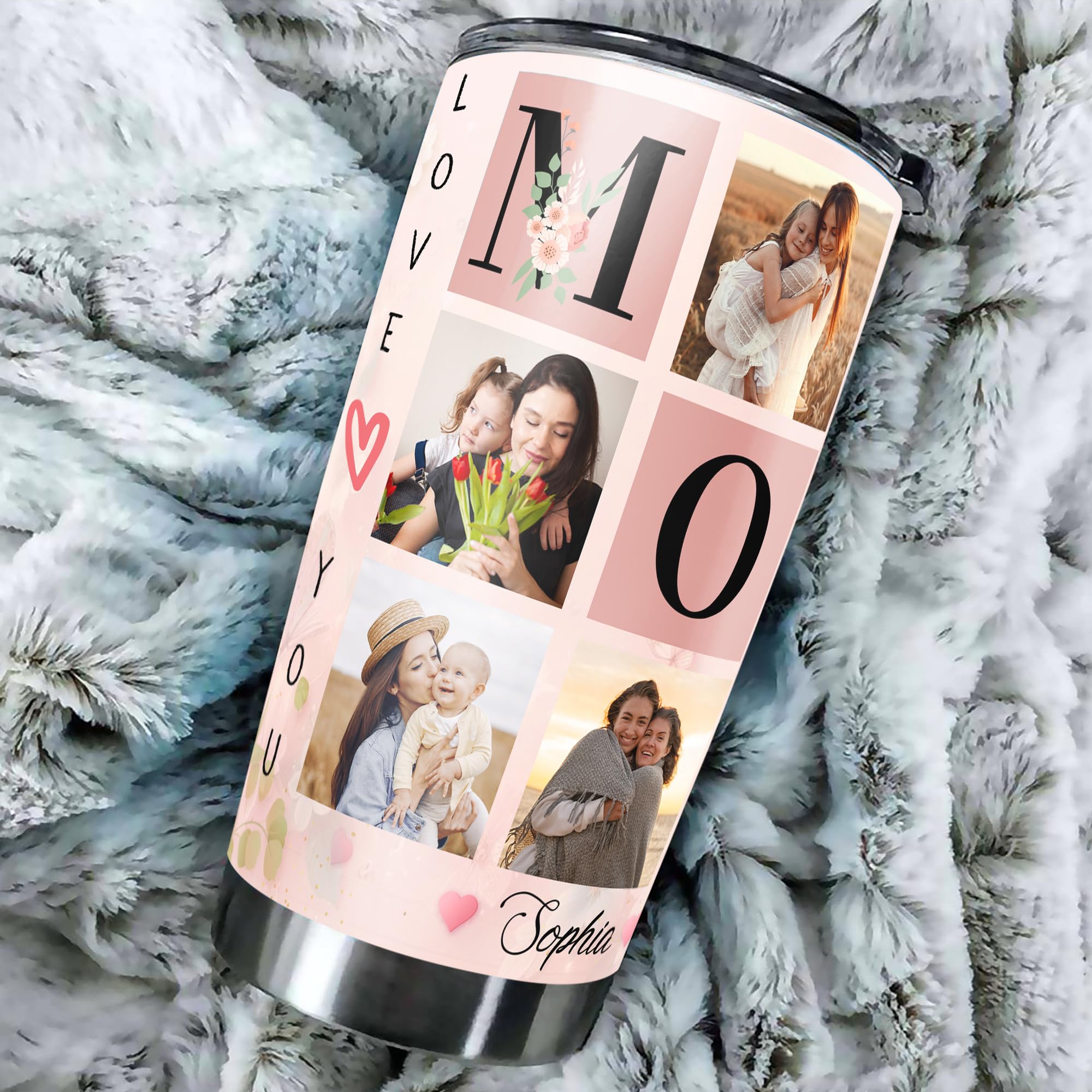 Personalized Mom Photo Tumbler Custom Name Travel Coffee Mug Insulated Cup with Lid Stainless Steel 20 30 oz Appreciation Gifts for Mom Women Grandma Birthday Mothers Day - Image 5