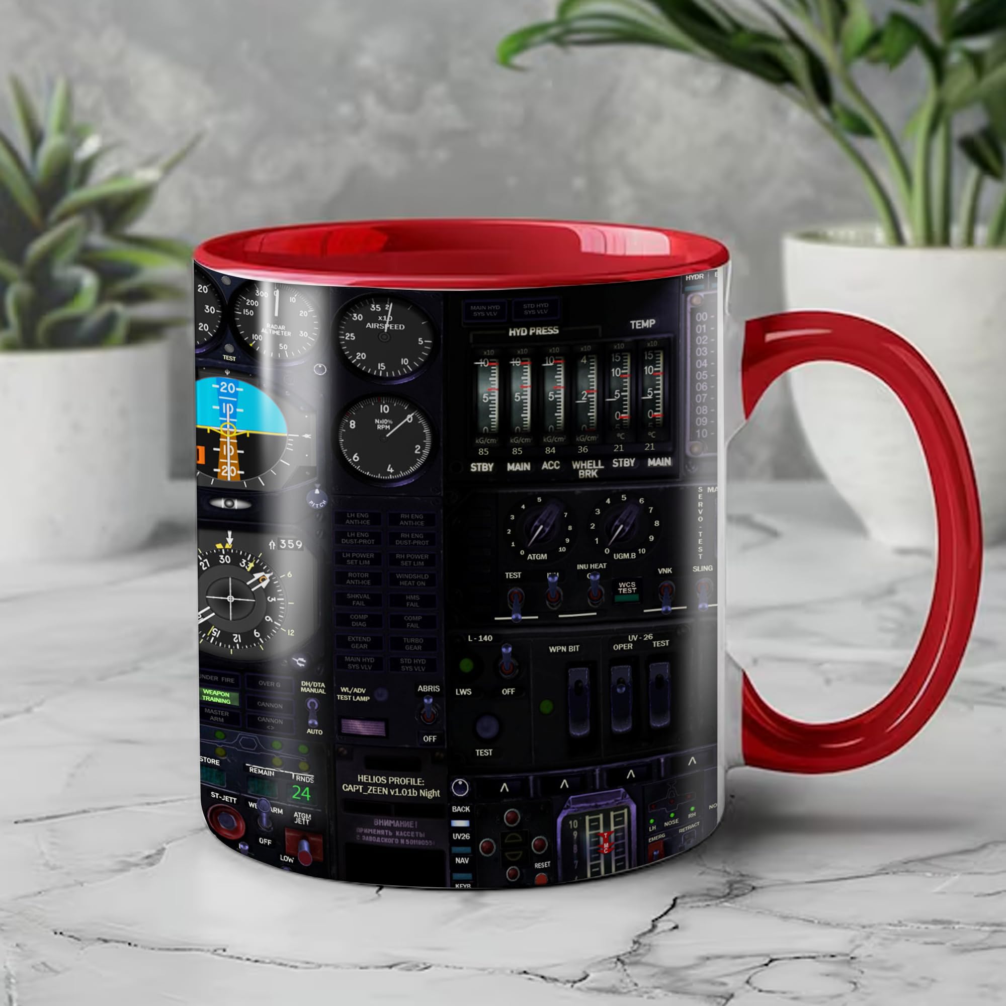 Personalized Pilot Coffee Cups Custom Name Aviation Flight Instrument Panel Ceramic Mug 11Oz 15Oz Gift for Indicator Men Dad Husband Grandpa Birthday - Image 6
