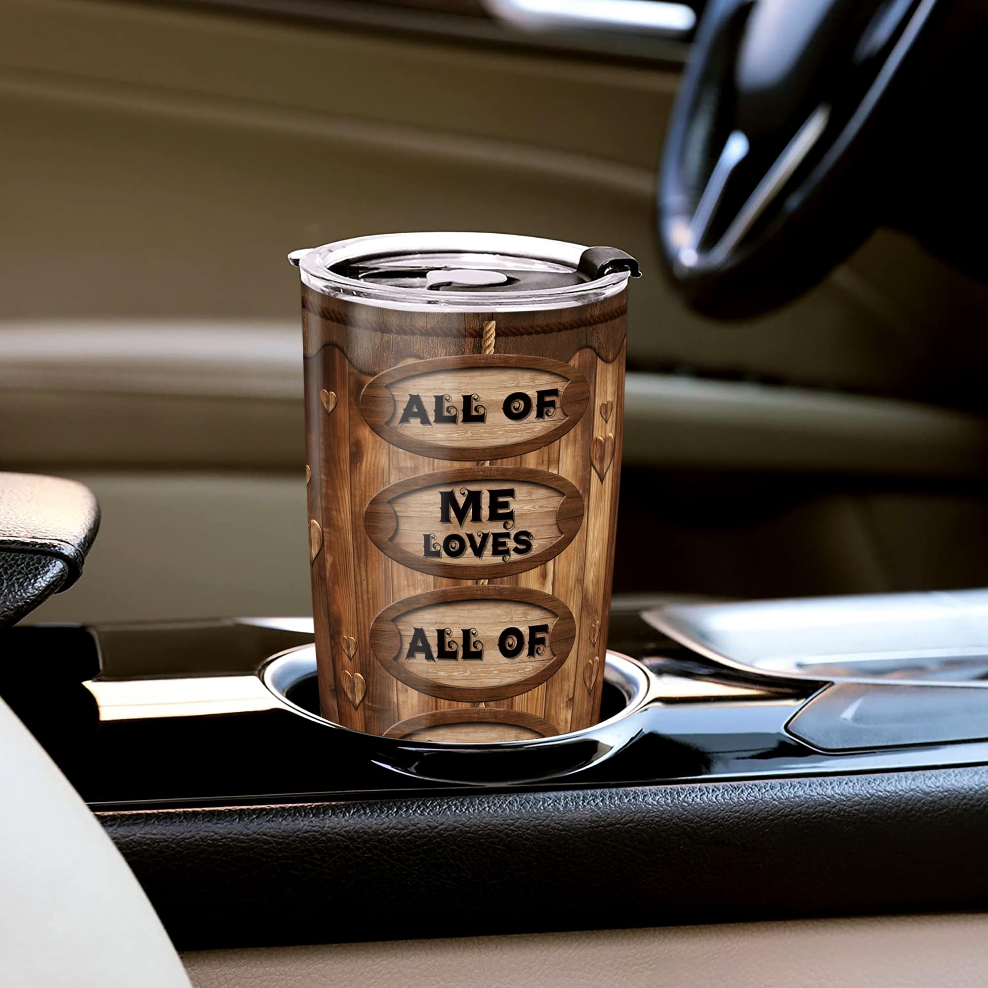 Personalized Romantic Tumbler All Of Me Loves All Of You Custom Photo For Couples Vintage Travel Mug Cup Stainless Steel Romantic Gifts Valentine's Day - Image 3