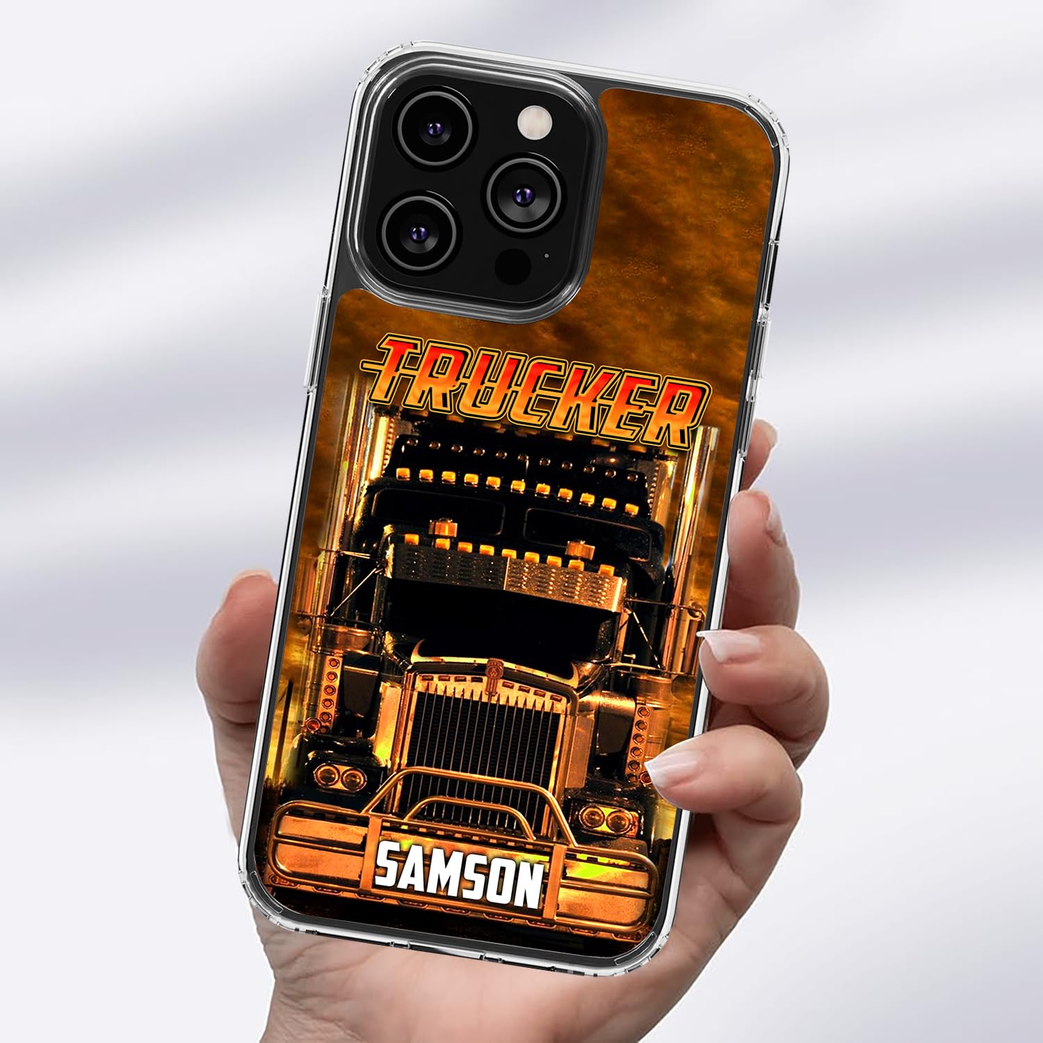 Personalized Truck Phone Case Custom Name Novelty Trucking Accessories Birthday for Driver Truckers Dad Husband Trucker Compatible with iPhone 14 13 12 11 Plus Mini Pro Max - Image 3